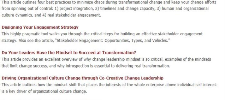 Free resources for change leaders and consultants